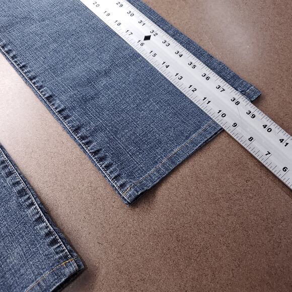 Vintage Old Navy Ultra Low Waist Boot-Cut Jeans Womens 10R Blue Med Stone Wash - Picture 6 of 11